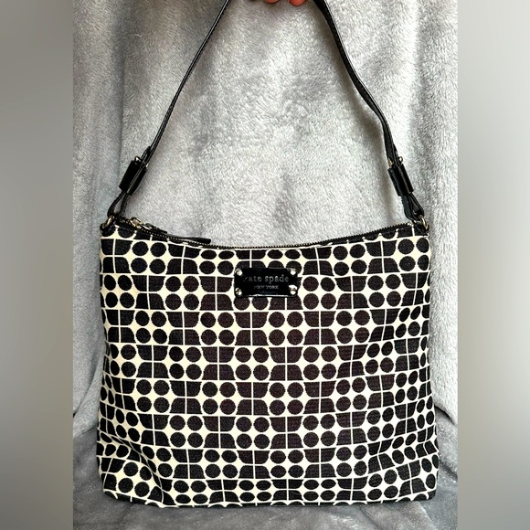 Vintage Rare Kate Spade Black and White Polka Dot Shoulder Bag - Picture 2 of 13